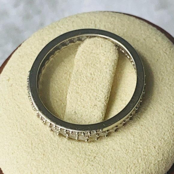 Natural Diamond 0.50 ctw Stackable Band Ring Platinum Over Sterling Silver Sz 9 - Picture 6 of 7